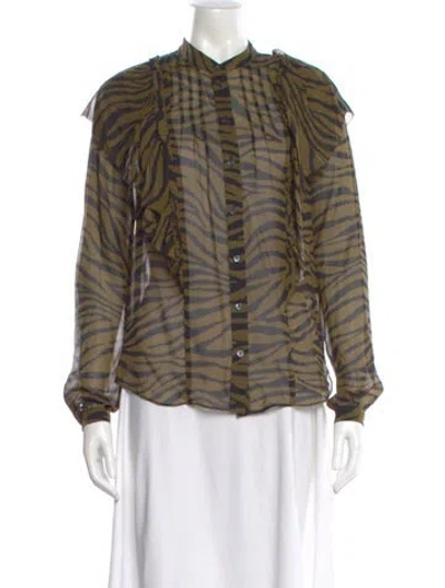 Pre-owned Veronica Beard Silk Animal Print Blouse In Multi