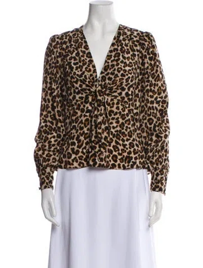 Pre-owned Veronica Beard Silk Animal Print Blouse In Multi