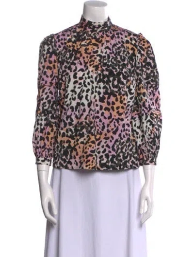 Pre-owned Veronica Beard Silk Animal Print Blouse In Multi