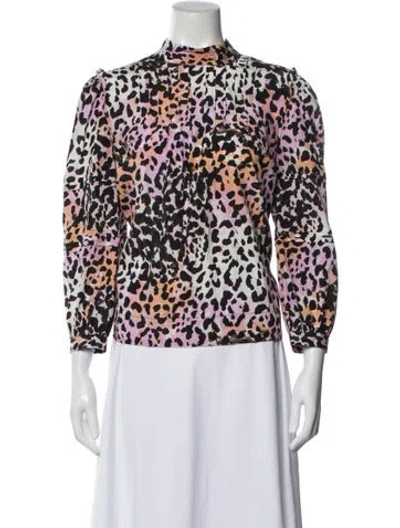 Pre-owned Veronica Beard Silk Animal Print Blouse In Multi