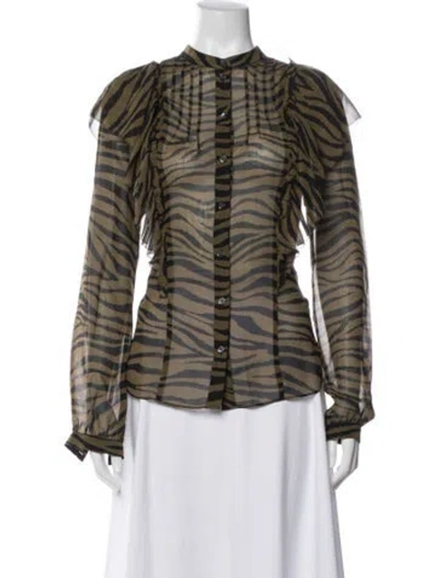 Pre-owned Veronica Beard Silk Animal Print Blouse In Multi