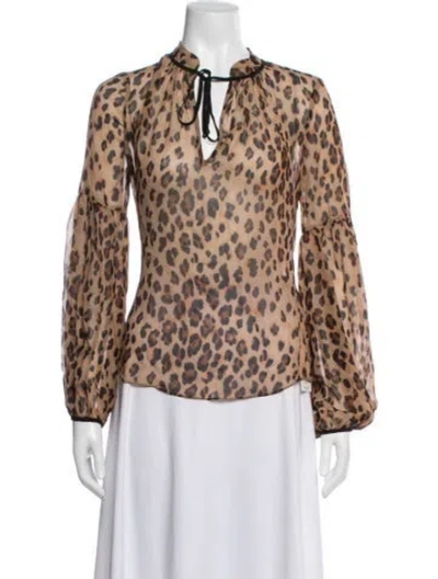 Pre-owned Veronica Beard Silk Animal Print Blouse In Multicolor