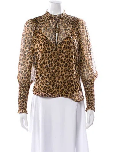 Pre-owned Veronica Beard Silk Animal Print Blouse In Neutral