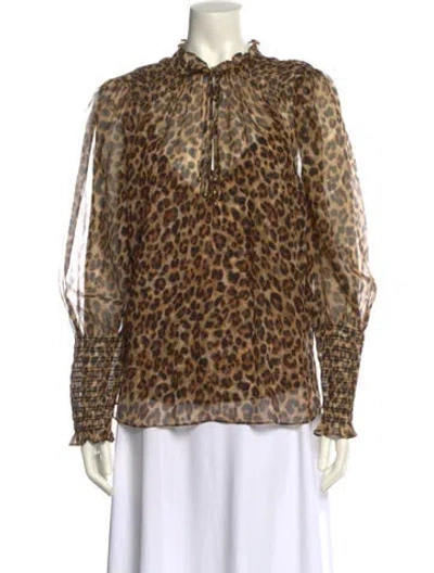 Pre-owned Veronica Beard Silk Animal Print Blouse In Neutral
