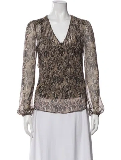 Pre-owned Veronica Beard Silk Animal Print Blouse In Neutral