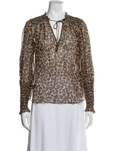 Pre-owned Veronica Beard Silk Animal Print Blouse In Neutral