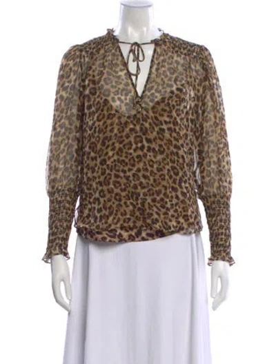 Pre-owned Veronica Beard Silk Animal Print Blouse In Neutral