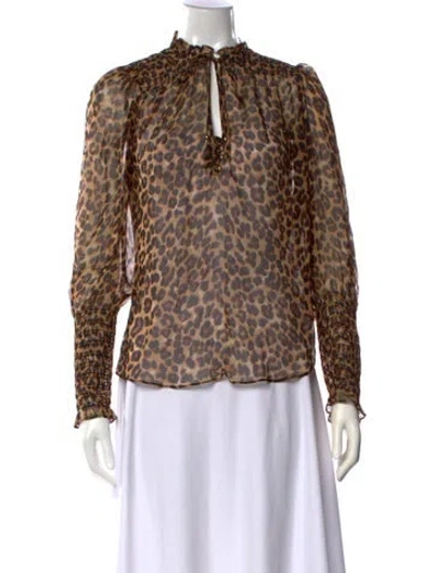 Pre-owned Veronica Beard Silk Animal Print Blouse In Neutral