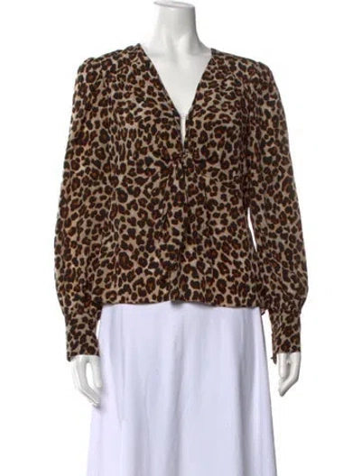 Pre-owned Veronica Beard Silk Animal Print Blouse In Neutral