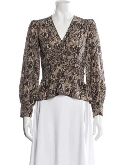 Pre-owned Veronica Beard Silk Animal Print Blouse In Neutral