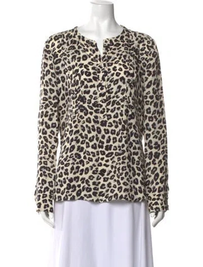 Pre-owned Veronica Beard Silk Animal Print Blouse In Neutrals