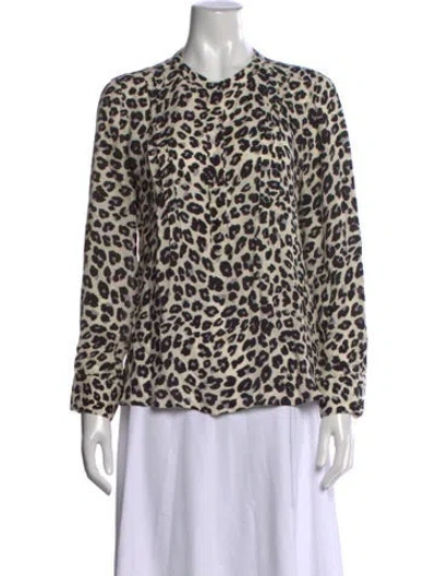 Pre-owned Veronica Beard Silk Animal Print Blouse In Neutrals