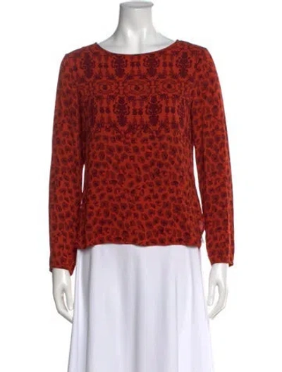 Pre-owned Veronica Beard Silk Animal Print Blouse In Orange