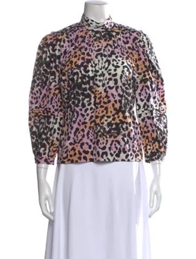 Pre-owned Veronica Beard Silk Animal Print Blouse In Pink