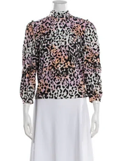 Pre-owned Veronica Beard Silk Animal Print Blouse In Purple