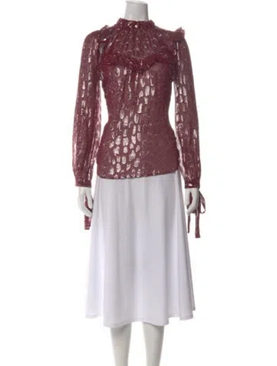 Pre-owned Veronica Beard Silk Animal Print Blouse In Red