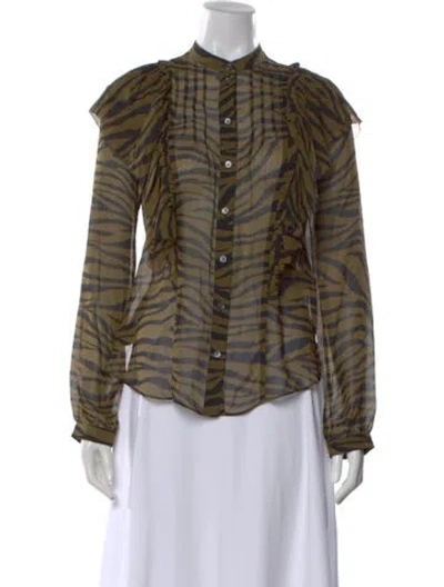 Pre-owned Veronica Beard Silk Animal Print Blouse W/ Tags In Multi