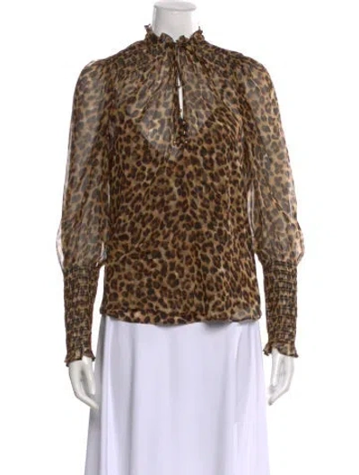 Pre-owned Veronica Beard Silk Animal Print Blouse W/ Tags In Neutral