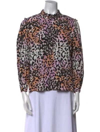 Pre-owned Veronica Beard Silk Animal Print Blouse W/ Tags In Pink