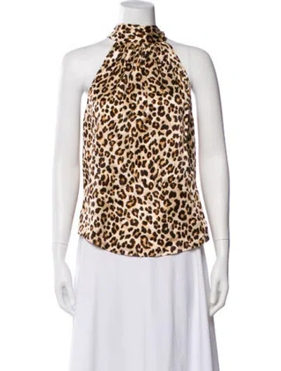 Pre-owned Veronica Beard Silk Animal Print Top In Brown