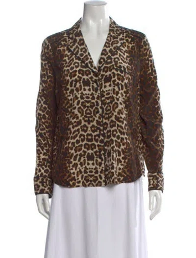 Pre-owned Veronica Beard Silk Animal Print Top In Brown
