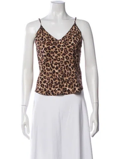 Pre-owned Veronica Beard Silk Animal Print Top In Brown
