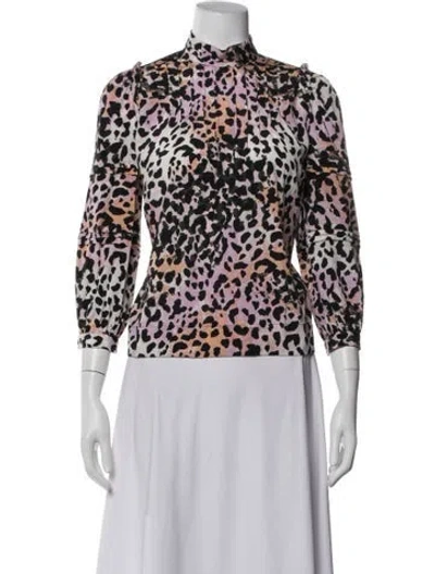 Pre-owned Veronica Beard Silk Animal Print Top In Multi