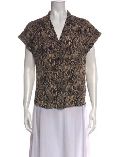 Pre-owned Veronica Beard Silk Animal Print Top In Neutral