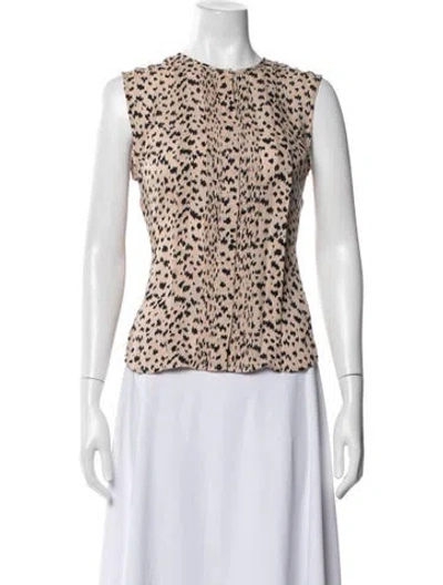 Pre-owned Veronica Beard Silk Animal Print Top In Neutral