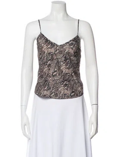 Pre-owned Veronica Beard Silk Animal Print Top In Neutrals