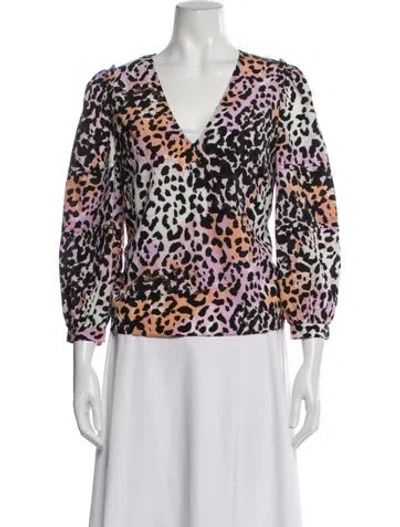 Pre-owned Veronica Beard Silk Animal Print Top In Purple