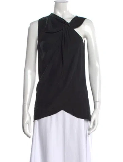 Pre-owned Veronica Beard Silk Asymmetrical Top In Black