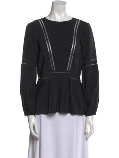 Pre-owned Veronica Beard Silk Bateau Neckline Blouse In Black