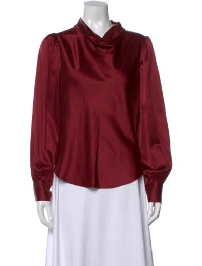 Pre-owned Veronica Beard Silk Cowl Neck Blouse In Burgundy