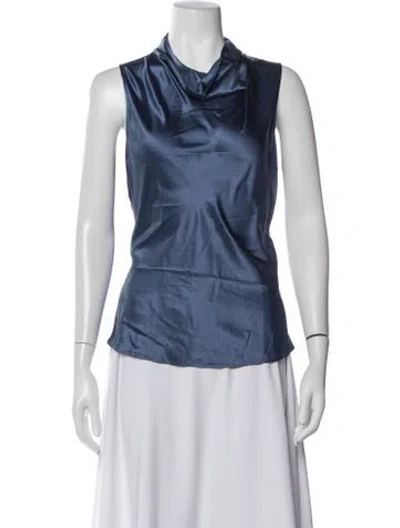 Pre-owned Veronica Beard Silk Cowl Neck Top In Blue