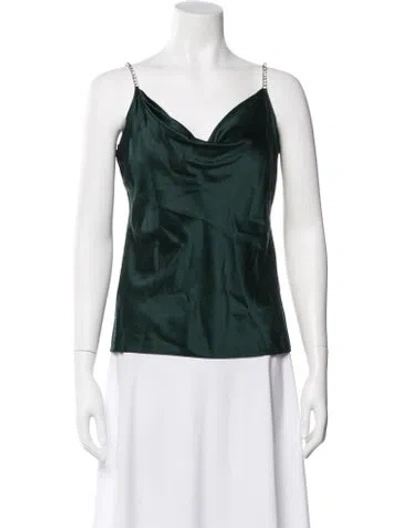 Pre-owned Veronica Beard Silk Cowl Neck Top In Green
