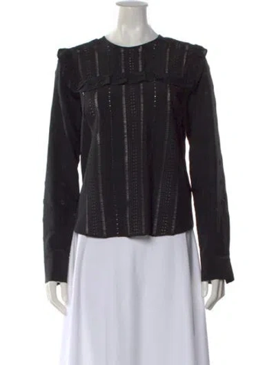 Pre-owned Veronica Beard Silk Crew Neck Blouse In Black
