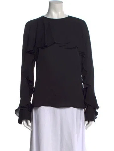 Pre-owned Veronica Beard Silk Crew Neck Blouse In Black