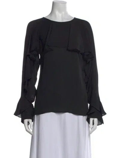 Pre-owned Veronica Beard Silk Crew Neck Blouse In Black
