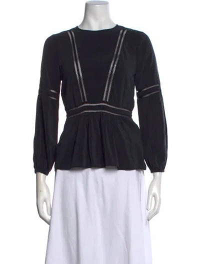 Pre-owned Veronica Beard Silk Crew Neck Blouse In Black
