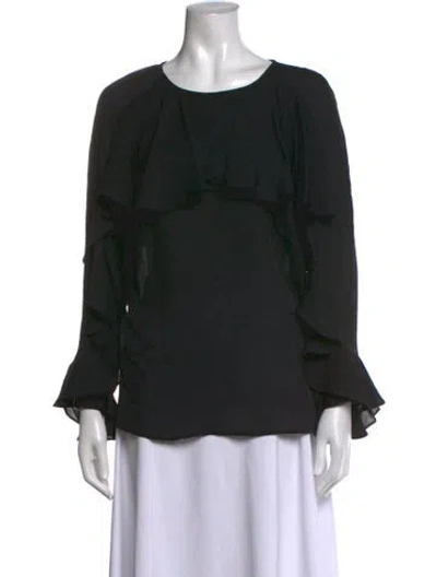 Pre-owned Veronica Beard Silk Crew Neck Blouse In Black