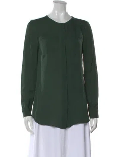 Pre-owned Veronica Beard Silk Crew Neck Blouse In Green