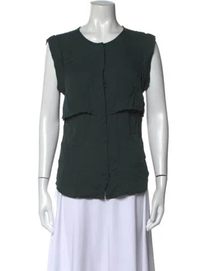 Pre-owned Veronica Beard Silk Crew Neck Blouse In Green