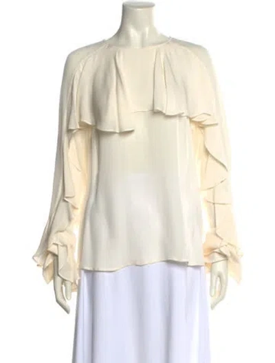 Pre-owned Veronica Beard Silk Crew Neck Blouse In Neutral