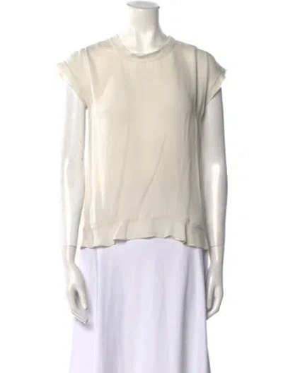 Pre-owned Veronica Beard Silk Crew Neck Blouse In Neutral
