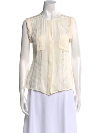 Pre-owned Veronica Beard Silk Crew Neck Blouse In Neutral