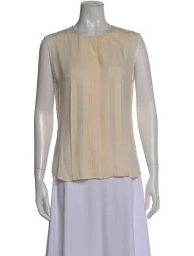 Pre-owned Veronica Beard Silk Crew Neck Blouse In Neutral