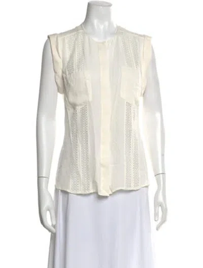 Pre-owned Veronica Beard Silk Crew Neck Blouse In Neutral