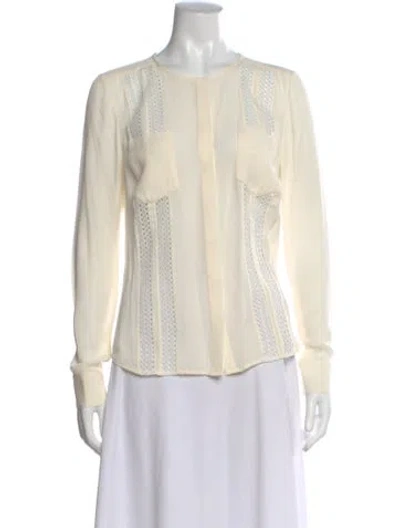 Pre-owned Veronica Beard Silk Crew Neck Blouse In Neutral