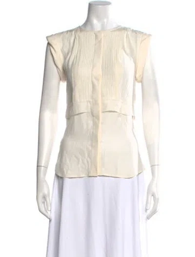 Pre-owned Veronica Beard Silk Crew Neck Blouse In Neutral